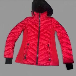 Nautica Women's Red Quilted Puffer Coat